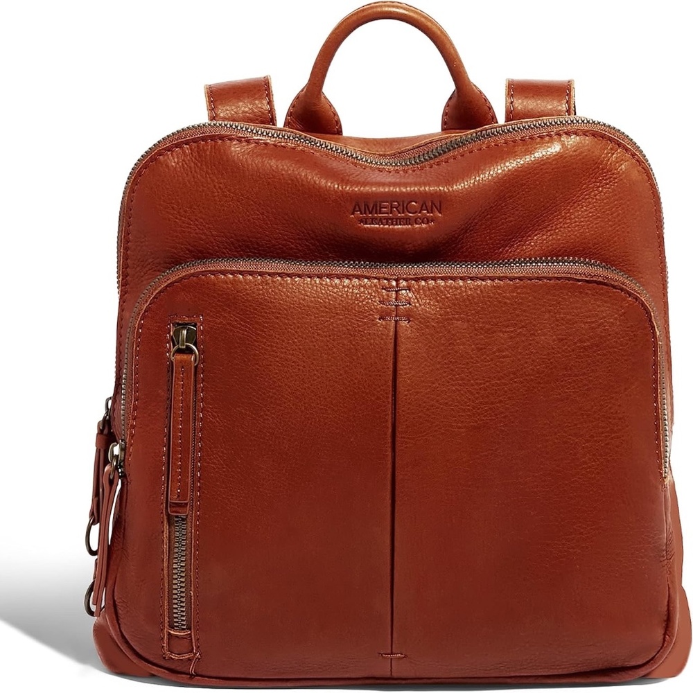 American Leather Co. Cleveland Midsize Backpack for Women, Dark Brown, Brandy
